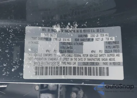 2017 Toyota Yaris Ia from USA, damaged, VIN 3MYDLBYV7HY183176